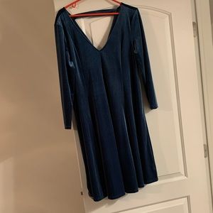 Velvet dark teal fluted dress